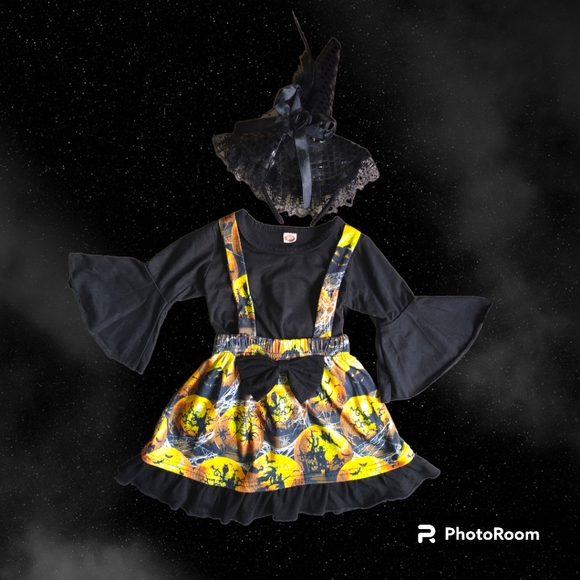 🎃 ABSOLUTELY GORGEOUS HALLOWS EVE/ HALLOWEEN DAY SUSPENDED SKIRT SET 2T/3T🎃 - Picture 10 of 10